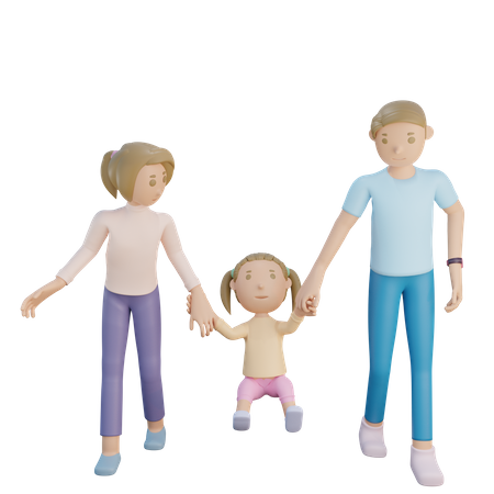 Parents avec leur fille  3D Icon
