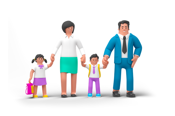 Parents sending child to preschool  3D Icon