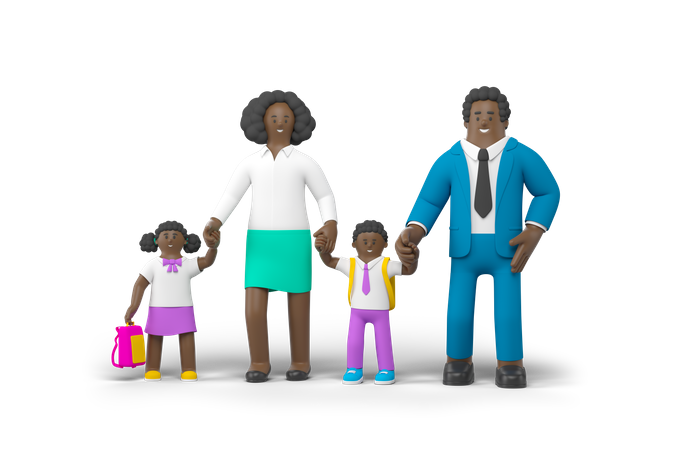 Parents sending child to preschool  3D Illustration