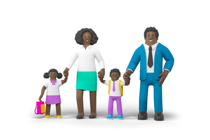 Parents sending child to preschool  3D Illustration
