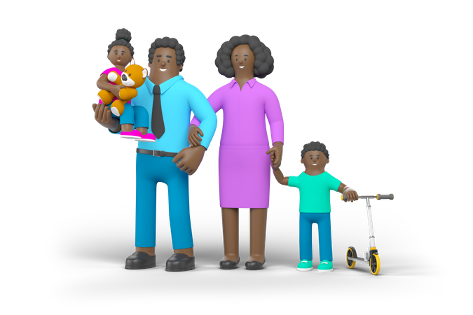 Parents walking with kids  3D Icon