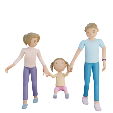 Parents with their daughter  3D Icon