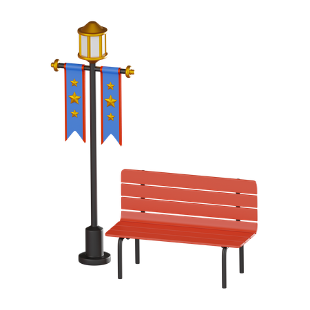 公園のベンチ  3D Icon
