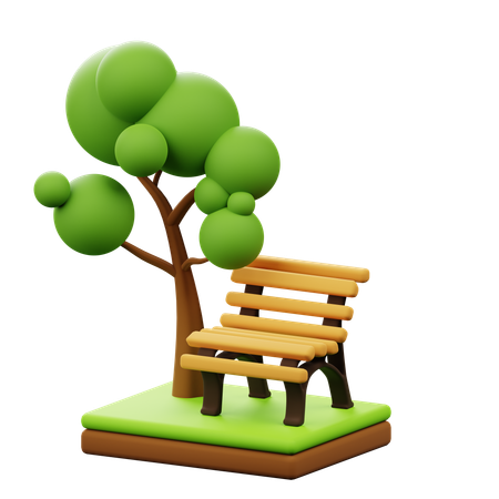 Park Bench and Tree  3D Icon