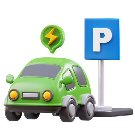 Aparcamiento de coches eléctricos  3D Icon