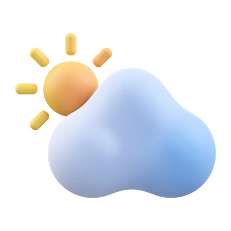 SUNNY CLOUDY 3 D Render Icon Illustration 3D Icon