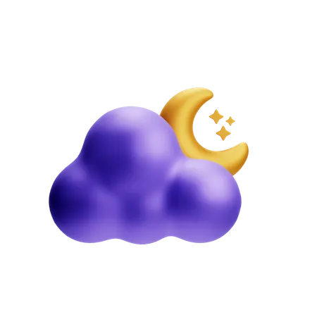 Partly Cloud Night  3D Icon