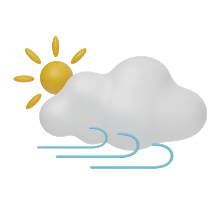 Partly Cloud Windy  3D Icon
