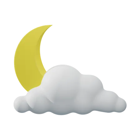 3 D Rendering Of Forecast Weather Partly Cloudy Night Isolated 3D Illustration