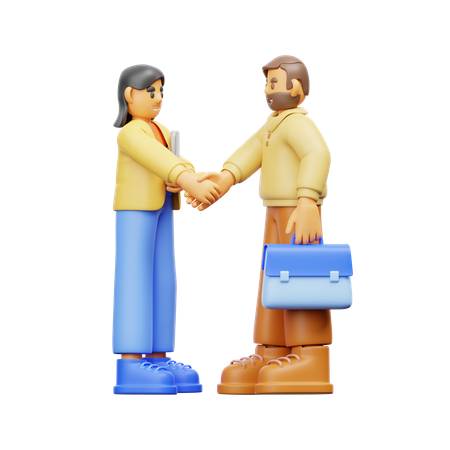 Partnership makes an agreement  3D Illustration