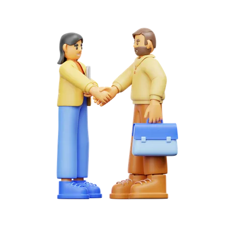 Partnership makes an agreement  3D Illustration