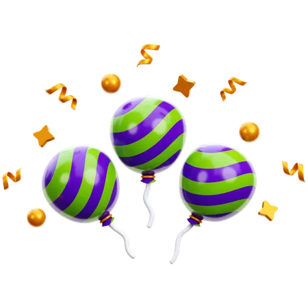 Party Balloons 3 D Render Illustration Icon 3D Icon
