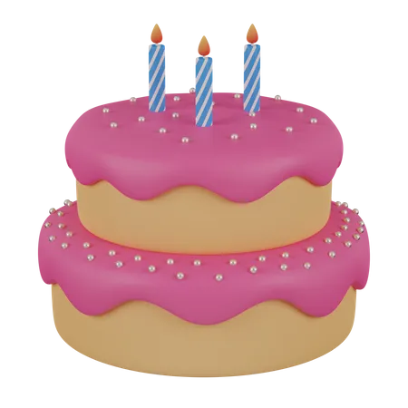 Party Cake With Candles 3D Icon