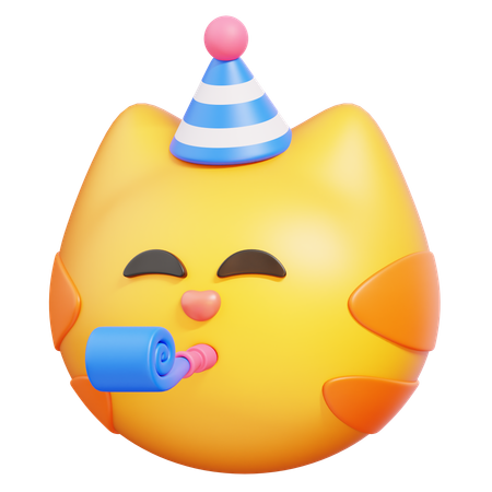 Party Cat Emoji  3D Icon