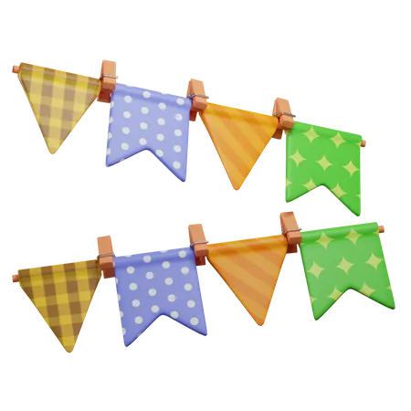 Party colored pennants  3D Icon