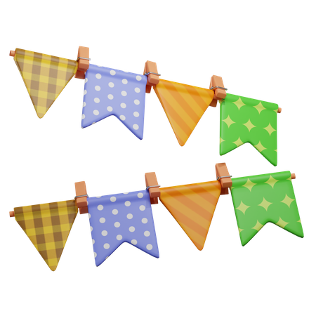 Party colored pennants  3D Icon