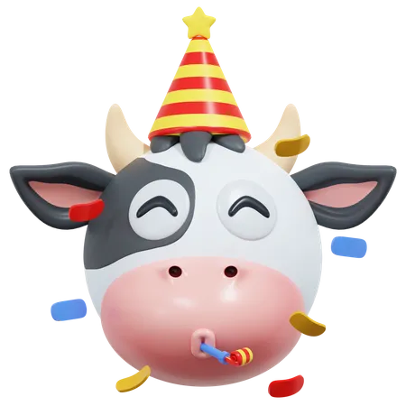 Party Cow Emoticon 3 D Icon Illustration 3D Icon