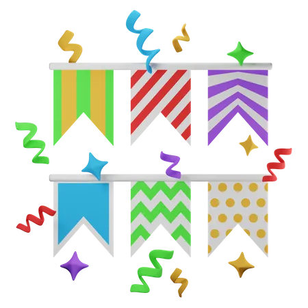 Party Flags 3D Icon