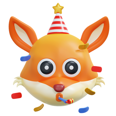 Party Fox Emoticon  3D Icon