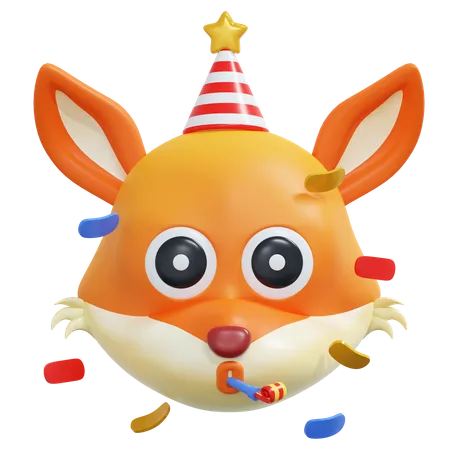 Party Fox Emoticon  3D Icon
