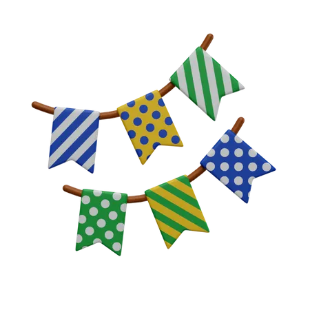 3 D Render Illustration Garlands With Stripes And Dots Design 3D Icon
