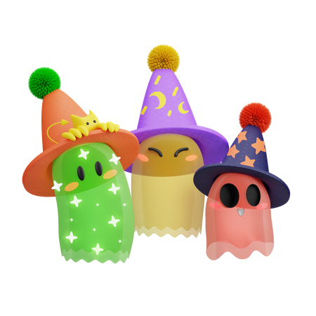 Party Ghosts 3D Illustration