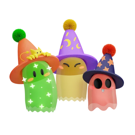 Party Ghosts 3D Illustration