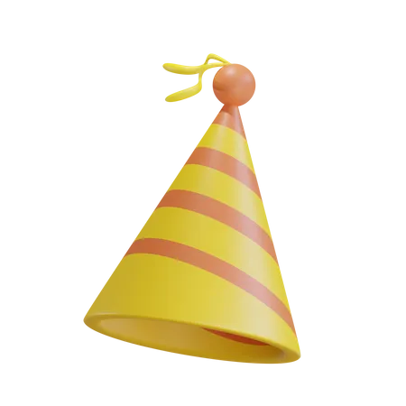 3 D Yellow Party Hat 3D Icon
