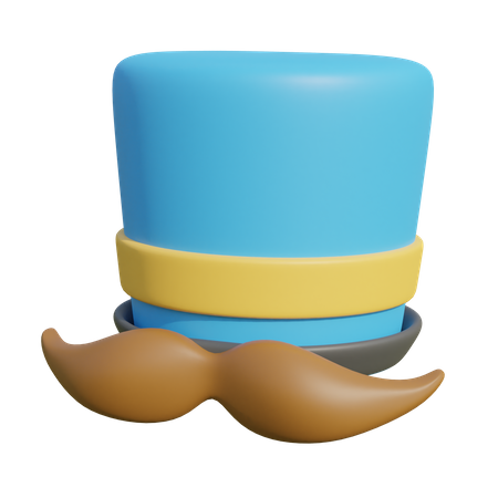 Party Hat And Mustache 3D Illustration