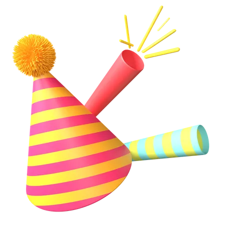 Party Hat And Party Blower 3D Icon