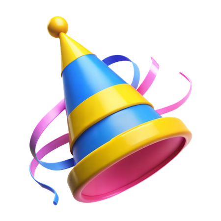 Party Hat with Streamers  3D Icon