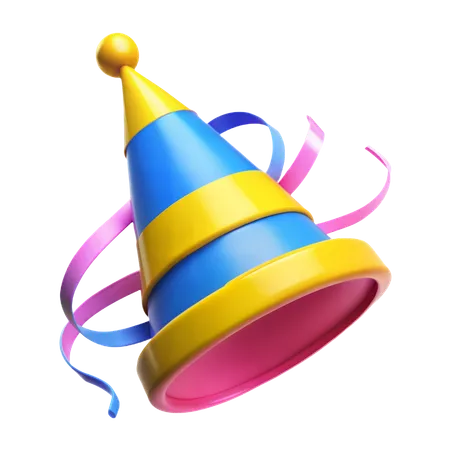 Party Hat with Streamers  3D Icon