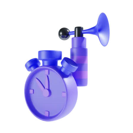 Clock And Party Horn Icon 3 D Illustration 3D Icon