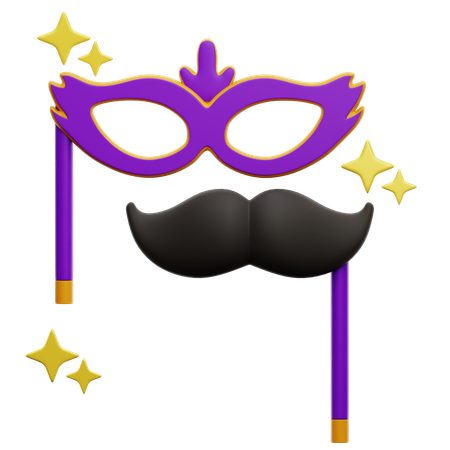 Party Mask and mustache  3D Icon