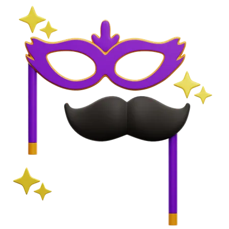 Party Mask and mustache  3D Icon