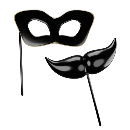 Party Mask and mustache  3D Illustration