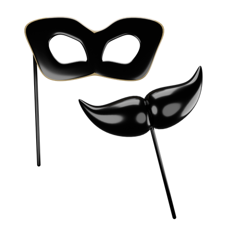Party-Maske und Schnurrbart  3D Illustration