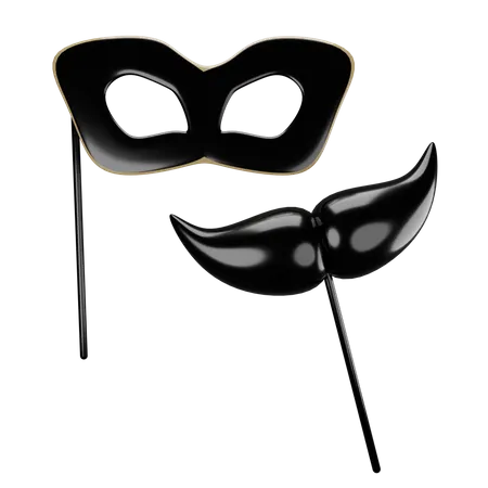 Party-Maske und Schnurrbart  3D Illustration