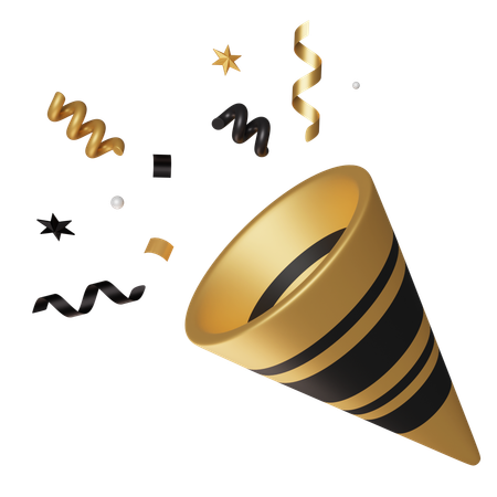 Party Popper With Confetti  3D Icon