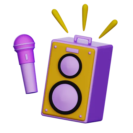 3 D Party Speaker And Microphone Illustration 3D Icon
