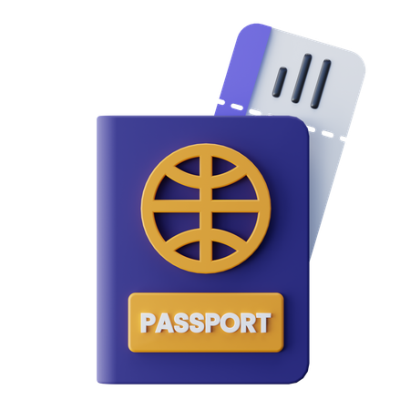 Pasaporte con billete de avión  3D Icon