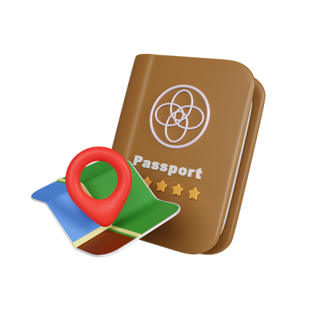 Pasaporte con mapa  3D Icon