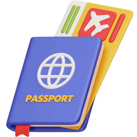 Pasaporte y billete  3D Icon