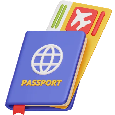 Pasaporte y billete  3D Icon