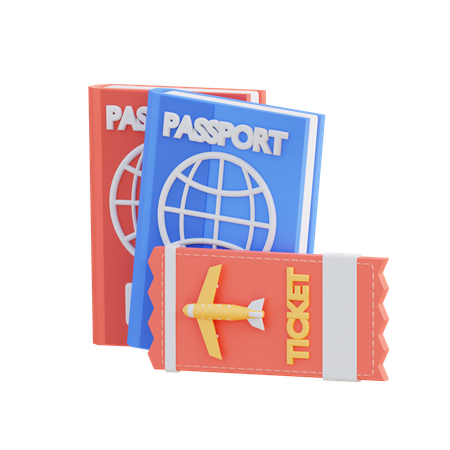 Pasaporte y billete de avión  3D Icon