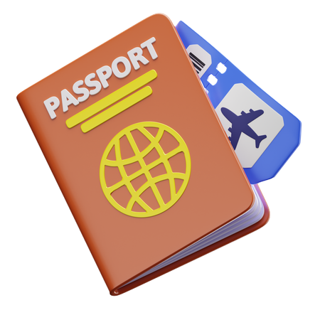 Pasaporte y billete  3D Icon