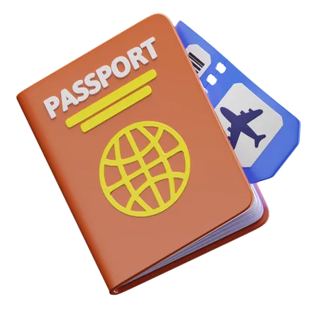 Pasaporte y billete  3D Icon