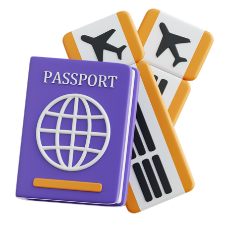 Pasaporte y billete  3D Icon