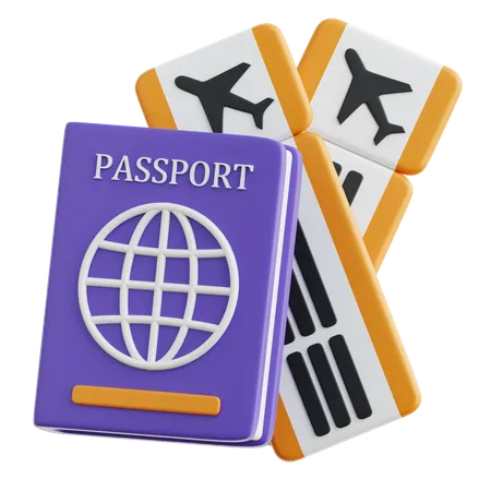 Pasaporte y billete  3D Icon