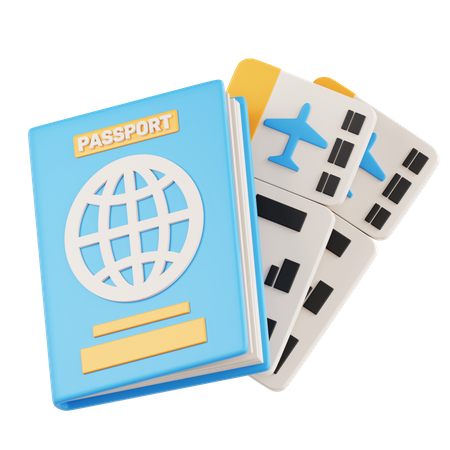 Pasaporte y billete  3D Icon